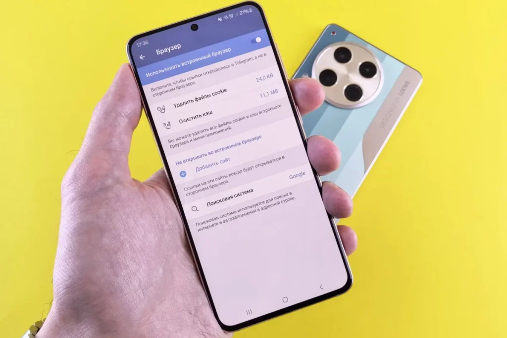 Person reviewing application settings on a smartphone